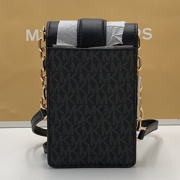 NWT MICHAEL KORS CARMEN SMALL NORTH SOUTH PHONE XBODY BLACK SIGNATURE COLOR - Picture 5 of 14